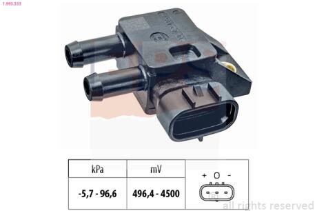 TOYOTA датчик тиску повітря Avensis 2,0-2,2D 08-, Land Cruiser Prado 4,5D 07- EPS 1.993.333
