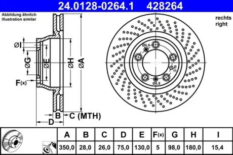 TARCZA HAM PORSCHE 911 3.6 GT3 06-09, 3.6 TURBO 06-09 TYг PRAWY ATE 24.0128-0264.1