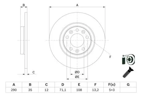TARCZA HAM CITROEN C4 GRAND PICASSO II 1.2THP 14-, 1.6VTI 13- TYг BOSCH 0 986 479 F52 (фото 1)