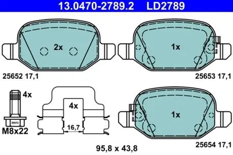 KLOCKI HAM CERAMIC FIAT 500L 0.9 12-, 1.4 12-, 1.3D MJ 12- TYг ATE 13.0470-2789.2 (фото 1)