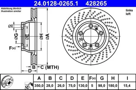 TARCZA HAM PORSCHE 911 3.6 GT3 06-09, 3.6 TURBO 06-09 TYг LEWY ATE 24.0128-0265.1