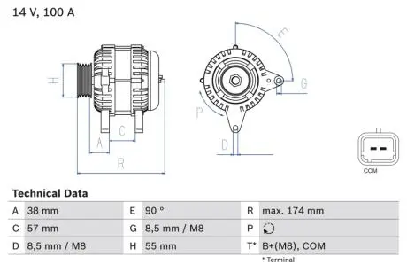 ГЕНЕРАТОР ПЕРЕМЕННОГО ТОКА RENAULT MEGANE II/SCENIC II/DACIA DUSTER 1,4/1,6 06- BOSCH 0 986 083 200