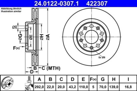TARCZA HAM ALFA GIULIA, STELVIO 2.0, 2.2D 10.15- TYг ATE 24.0122-0307.1
