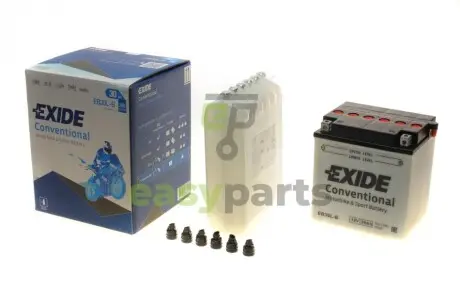 Фото акумуляторна батарея 30Ah/300A (165x130x175/+R/B0) (мото) (сухозаряджений) EXIDE EB30L-B Акумуляторна батарея 30Ah/300A (165x130x175/+R/B0) (мото) (сухозаряджений) EXIDE EB30L-B