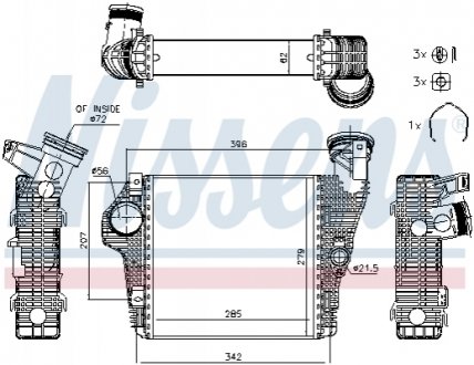 CHгODNICA POWIETRZA PORSCHE MACAN 3,0/3,6 14- PRAWA NISSENS 961426