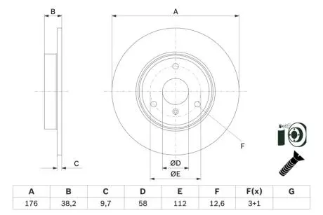 DB гальмівний диск передн Smart Fortwo -07,City-Coupe -04,Roadster -05 BOSCH 0 986 479 E74