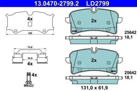KLOCKI HAM CERAMIC PORSCHE MACAN 2.0 14- TYг ATE 13.0470-2799.2
