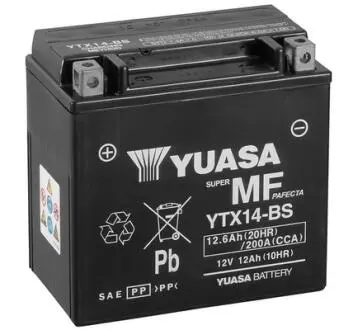 МОТО 12V 12,6 Ah MF VRLA Battery (сухозаряженій) YUASA YTX14-BS