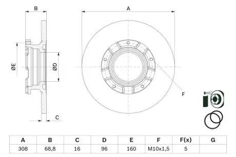 Диск гальм задн. FORD TRANSIT 12- BOSCH 0 986 479 F62