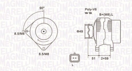 Генератор переменного тока NISSAN/RENAULT ALMERA N16, MEGANE II 1.5DCi 120A MAGNETI MARELLI 063731881010 (фото 1)