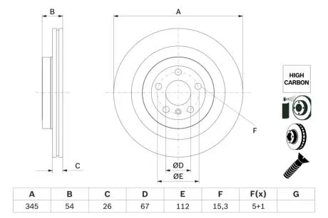 Диск гальм. задн. DB GL X166 -15 BOSCH 0 986 479 F69