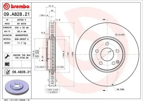 ЩИТ КОЛОДОК. MERCEDES W211 E-класс 03-09 4MATIC BREMBO 09.A828.21