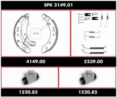 Комплект тормозов, барабанный тормозной механизм WOKING SPK 3149.01 (фото 1)