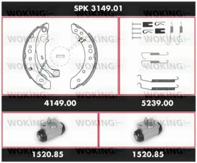 Комплект тормозов, барабанный тормозной механизм WOKING SPK 3149.01