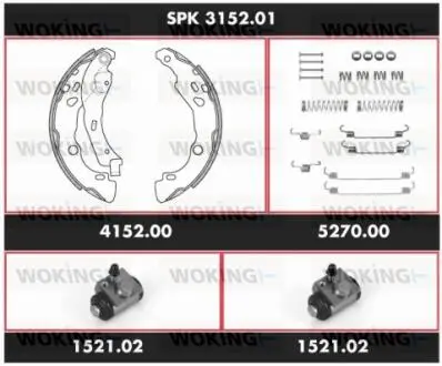 Комплект тормозов, барабанный тормозной механизм WOKING SPK 3152.01