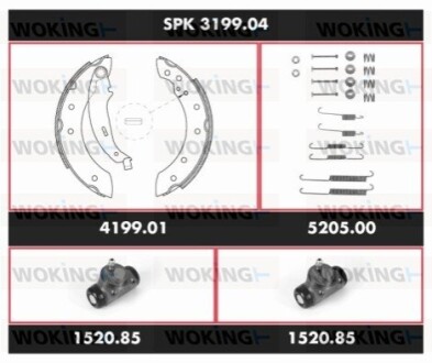 Комплект тормозов, барабанный тормозной механизм WOKING SPK 3199.04