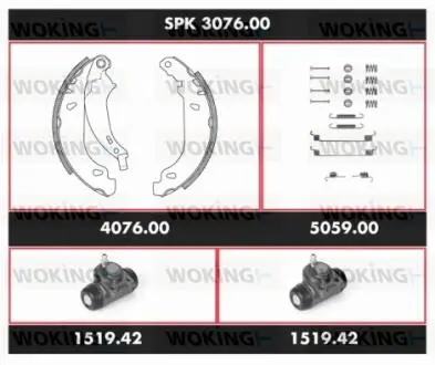 Комплект тормозов, барабанный тормозной механизм WOKING SPK 3076.00