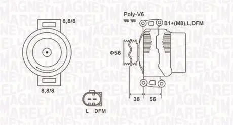 Генератор переменного тока AUDI/SEAT/SKODA/VW 2.0FSI/TFSI 140A MAGNETI MARELLI 063731811010