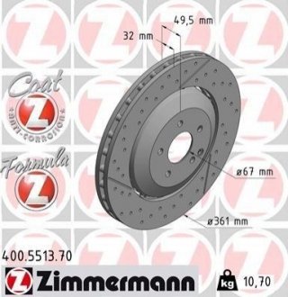 ТАРЧА ХАМУЛК. MERCEDES C209 CLK 06-09 PRZ?D ZIMMERMANN 400.5513.70