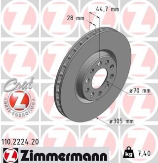 ЩИТ КОЛОДОК. ALFA ROMEO GIULIA 15?D ZIMMERMANN 110.2224.20