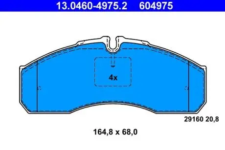 Комплект тормозных колодок, дисковый тормоз ATE 13.0460-4975.2