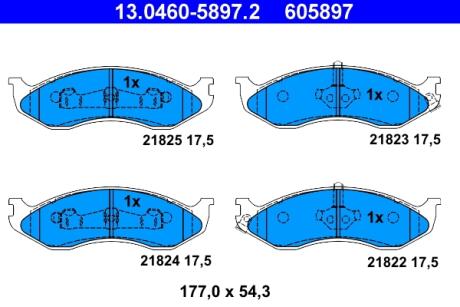 Комплект тормозных колодок, дисковый тормоз ATE 13.0460-5897.2
