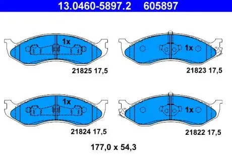 Комплект тормозных колодок, дисковый тормоз ATE 13.0460-5897.2 (фото 1)