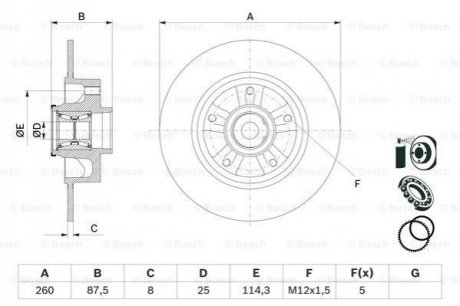 RENAULT диск гальмівний задній Megane(+ підш) 08- (антикор. покриття) BOSCH 0986479E79 (фото 1)