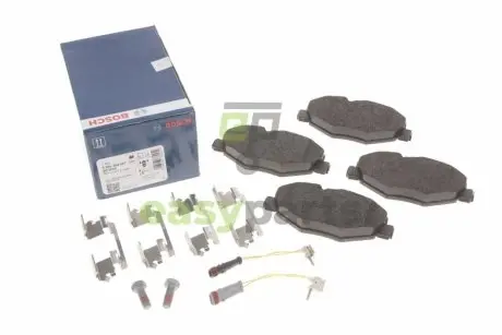 Колодки гальмівні (передні) MB E-class (W211/S211) 02-09 (+датчики) (з прижимною пластиною) BOSCH 0 986 494 647