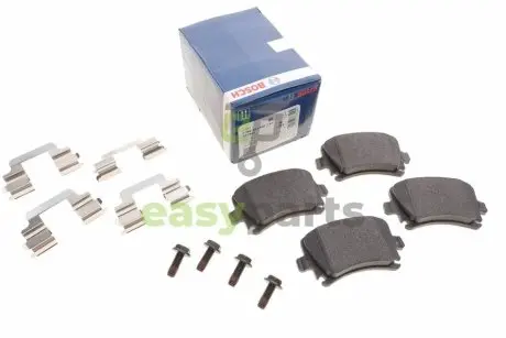 Колодки гальмівні (задні) Audi A3/TT/Skoda Octavia/SuperB/VW Golf 03- (з прижимною пластиною) BOSCH 0 986 494 649