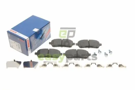 Колодки гальмівні (передні) Ford Fiesta 08-/Mazda 2 07-15 (з прижимною пластиною) BOSCH 0 986 494 652