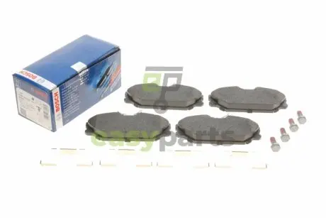 Колодки гальмівні (передні) Renault Clio II 00-/Megane I 96-03 (з прижимною пластиною) BOSCH 0 986 494 656