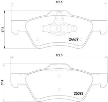 Комплект гальмівних колодок, дискове гальмо BREMBO P 24 159