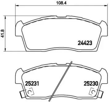Комплект тормозных колодок, дисковый тормоз BREMBO P 61 108