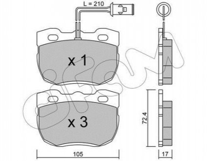 Комплект тормозных колодок, дисковый тормоз CIFAM 822-177-0