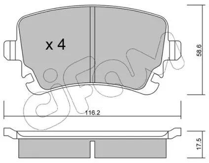 Фото гальмівні колодки задн. AUDI A4/A6/A8 04- VW T5 CIFAM 822-554-2 Гальмівні колодки задн. AUDI A4/A6/A8 04- VW T5 CIFAM 822-554-2