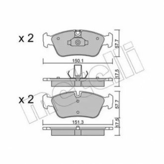 Комплект гальмівних колодок, дискове гальмо Metelli 22-0260-0