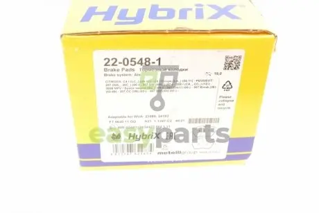 Колодки гальмівні (передні) Citroen C4 04-11/Peugeot 207/308 07-14/208 12-/307 03-09/3008 09-16 Metelli 22-0548-1