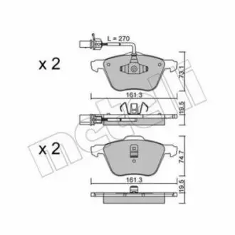 Комплект тормозных колодок, дисковый тормоз Metelli 22-0551-0