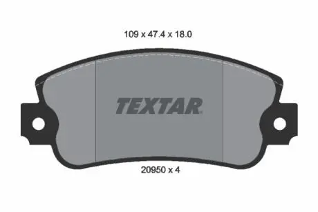 Комплект гальмівних колодок, дискове гальмо TEXTAR 2095005