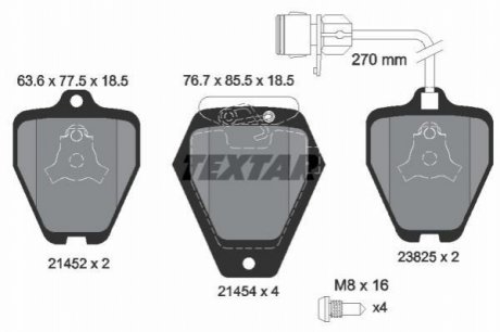 Комплект гальмівних колодок, дискове гальмо TEXTAR 2145201