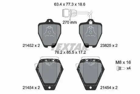 Комплект гальмівних колодок, дискове гальмо TEXTAR 2145201