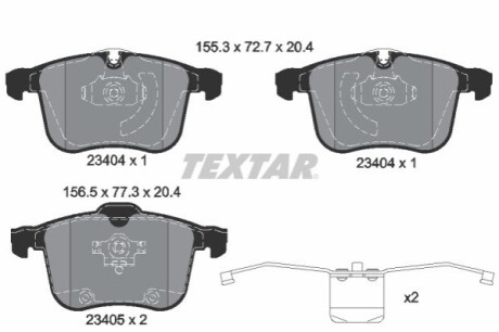 Комплект гальмівних колодок, дискове гальмо TEXTAR 2340404