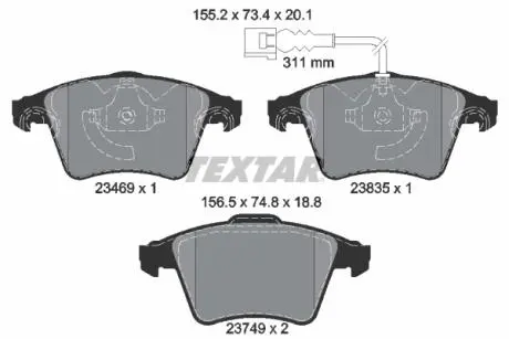 Фото комплект тормозных колодок, дисковый тормоз TEXTAR 2346901 Комплект тормозных колодок, дисковый тормоз TEXTAR 2346901