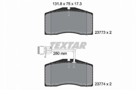Комплект тормозных колодок, дисковый тормоз TEXTAR 2377301 (фото 1)