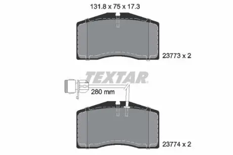 Комплект гальмівних колодок, дискове гальмо TEXTAR 2377301