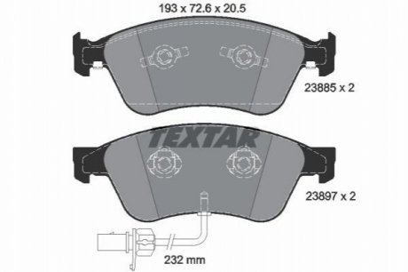 Комплект тормозных колодок, дисковый тормоз TEXTAR 2388501 (фото 1)