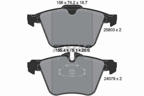 Комплект тормозных колодок, дисковый тормоз TEXTAR 2580301 (фото 1)