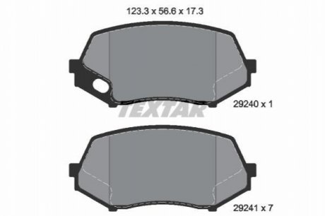 Комплект тормозных колодок, дисковый тормоз TEXTAR 2924001