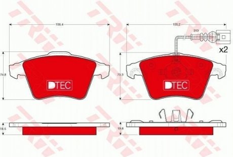 Комплект тормозных колодок, дисковый тормоз TRW GDB1651DTE